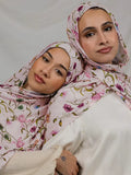 Bohemian Floral Print Hijab — Lightweight Modal Cotton Wrap Scarf for Women