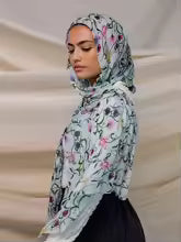 Bohemian Floral Print Hijab — Lightweight Modal Cotton Wrap Scarf for Women