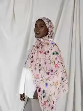 Bohemian Floral Print Hijab — Lightweight Modal Cotton Wrap Scarf for Women